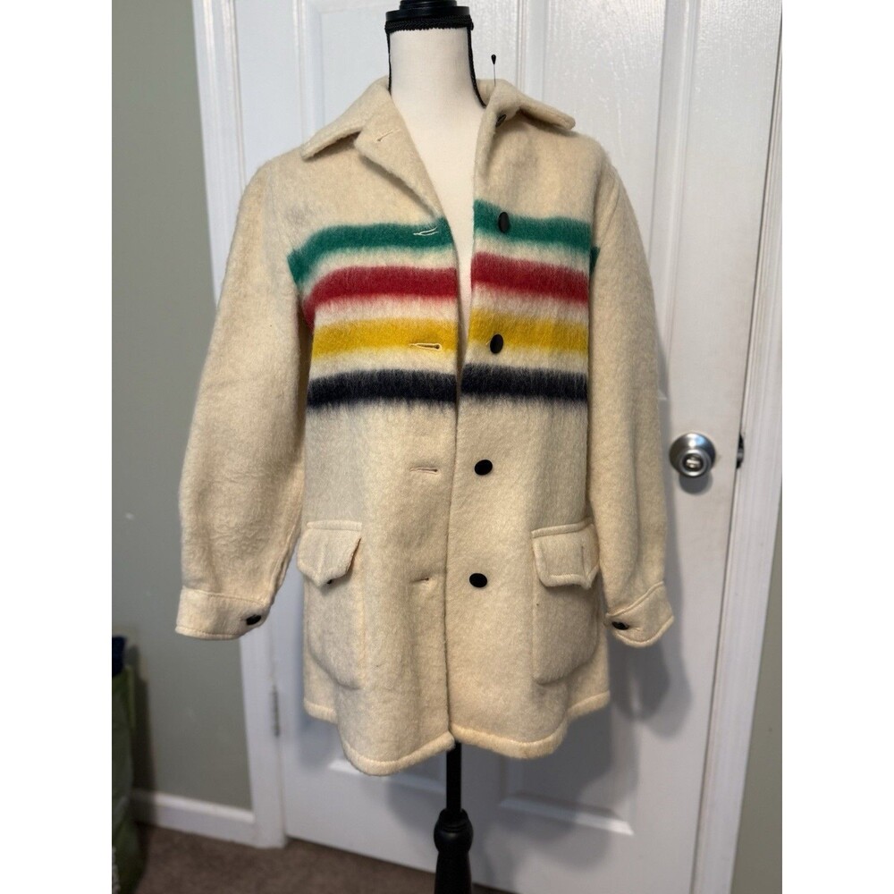 Hudson's Bay Co 1960s Vintage Wool Point Blanket Coat Jacket Unisex Size S